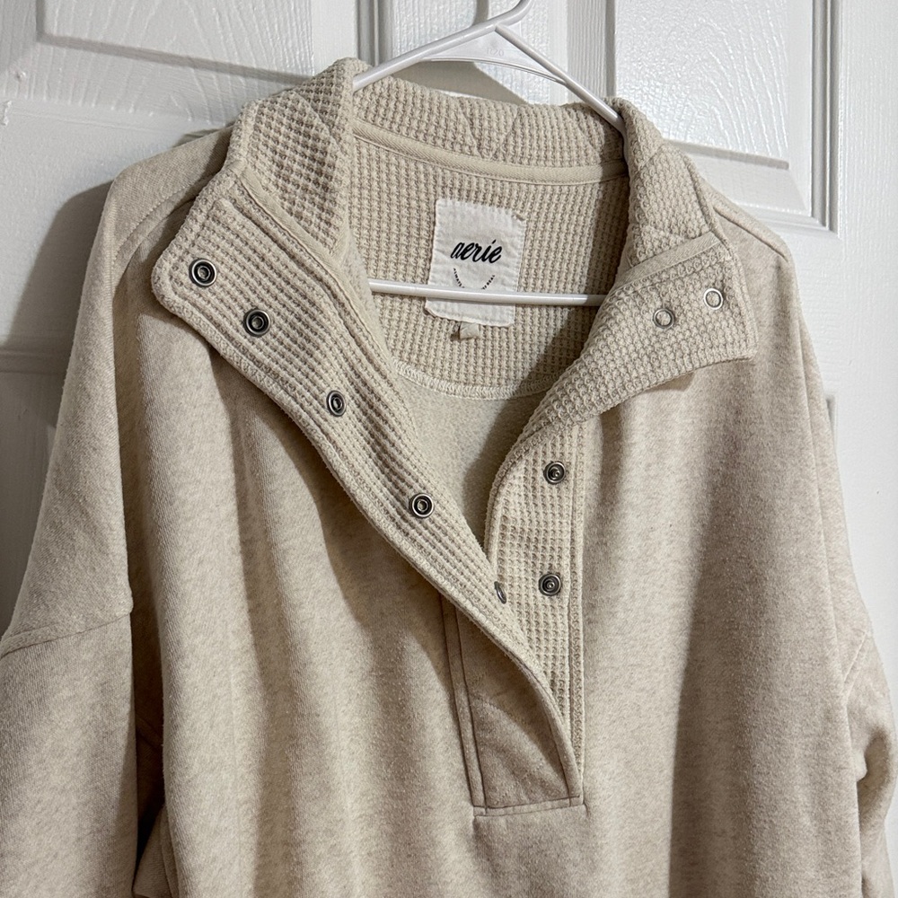 Aerie Getaway Quarter Snap Sweatshirt - Picture 3 of 6